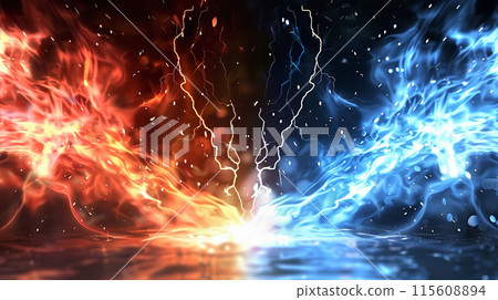 "A battle of relative red and blue energy." <AI generated material> "A battle of relative red and blue energy." <AI generated material> 115608894