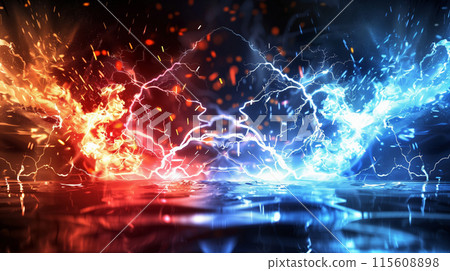 "A battle of relative red and blue energy." <AI generated material> 115608898