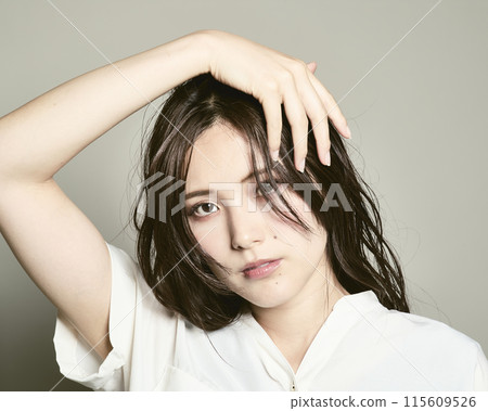 White background young lady White background young lady 115609526