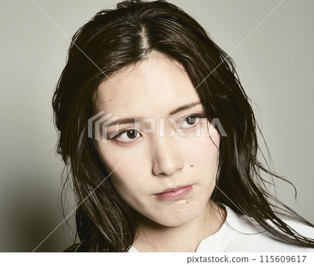 White background young lady White background young lady 115609617