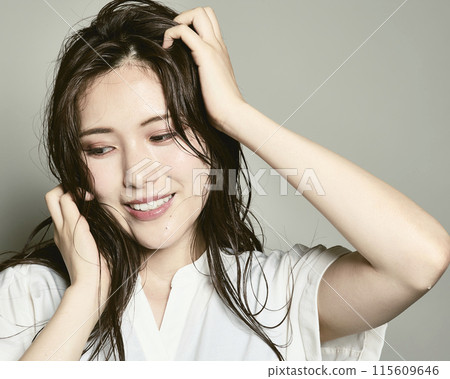 White background young lady 115609646