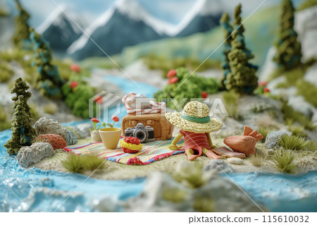 迷你海灘野餐場景：暑假和山地自然 115610032