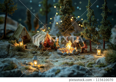 微型露營場景:夜山營火時刻 微型露營場景:夜山營火時刻 115610070