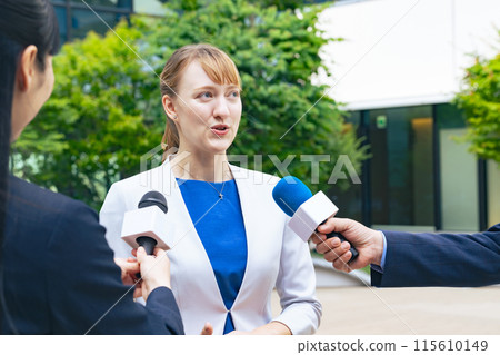 Foreign women being interviewed Foreign women being interviewed 115610149