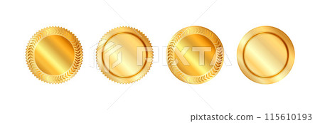 Golden round award icon. 115610193