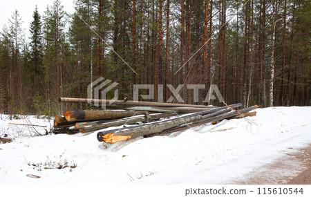 Power maintenance in Finland, replaced stuff is laying on the ground 115610544