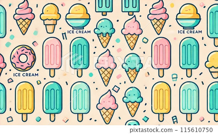 Cute ice cream pattern 115610750