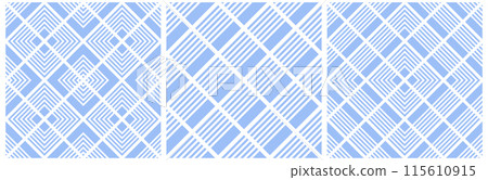 Seamless Geometric Light Blue Patterns Set. 115610915