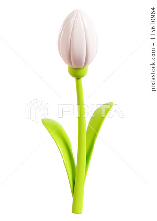 Daisy plastic flower bud with white petals, green stem and leaf. Cartoon icon 3d render illustration. Cute chamomile bubble bloom for spring and summer design. Glossy balloon blossom floral element. Daisy plastic flower bud with white petals, green stem and leaf. Cartoon icon 3d render illustration. Cute chamomile bubble bloom for spring and summer design. Glossy balloon blossom floral element. 115610964