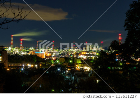 煙囪林立的工廠夜景 煙囪林立的工廠夜景 115611227
