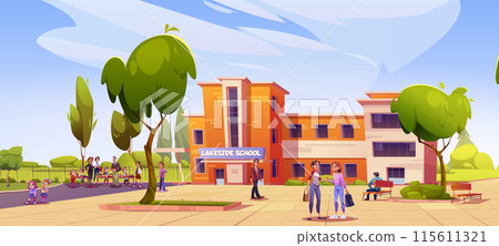 School building exterior or college illustration 115611321