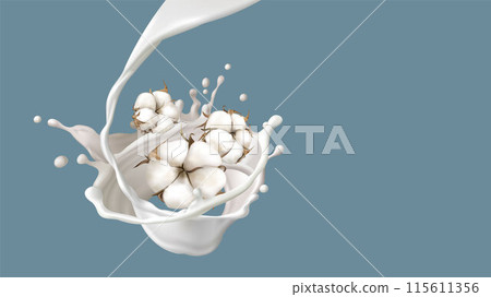 Cotton flower balls in milk or lotion swirl splash Cotton flower balls in milk or lotion swirl splash 115611356