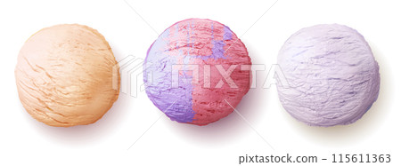 Ice cream scoop ball top view. 115611363