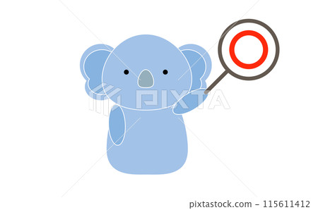 Illustration of a koala holding a correct answer card Illustration of a koala holding a correct answer card 115611412