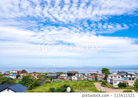 從道之驛津德路廣場佐原展望館眺望噴香灣、羊蹄山、昭和新山 115611521