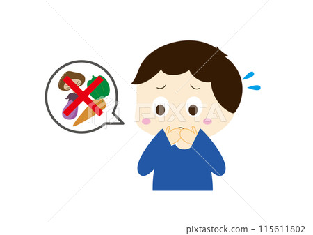 一個男孩吃了他不喜歡的食物 115611802