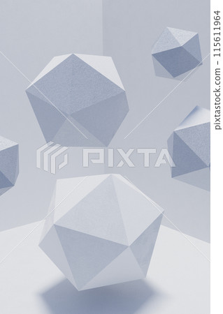 Platonics abstract geometric background white color. 3d background Platonics abstract geometric background white color. 3d background 115611964