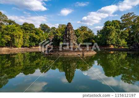 Beautiful Reflection of Neak Pean Temple in the Angkor Wat historical site, Siem Reap, Cambodia 115612197