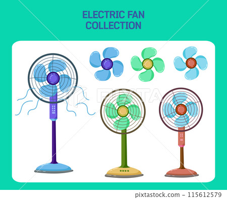 Summer appliance fan - various types of illustrations 115612579