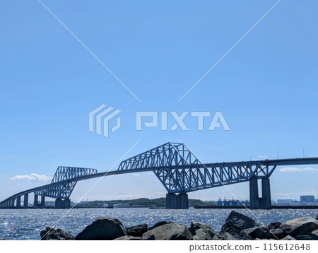 Tokyo Gate Bridge seen from Wakatsuki Beach Park Tokyo Gate Bridge seen from Wakatsuki Beach Park 115612648