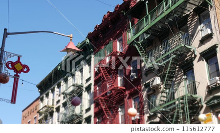 New York City Manhattan Chinatown street building. Chinese culture, Little China ethnic district USA New York City Manhattan Chinatown street building. Chinese culture, Little China ethnic district USA 115612777