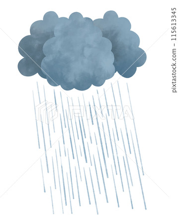 Watercolor illustration of torrential rain clouds and rain 115613345
