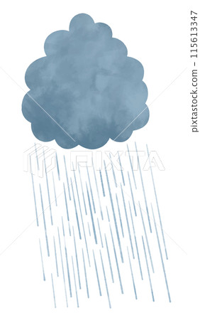 Watercolor illustration of torrential rain clouds and rain 115613347