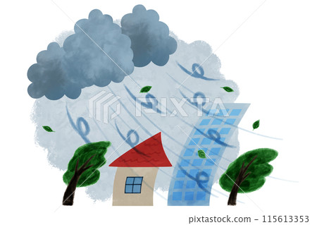 Scenery of a city being destroyed by windbreaks Scenery of a city being destroyed by windbreaks 115613353