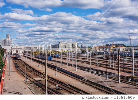 Belarus, Minsk - 08/15/2016: Railway station "Minsk-Passazhirsky" (Belarus, Minsk) Belarus, Minsk - 08/15/2016: Railway station "Minsk-Passazhirsky" (Belarus, Minsk) 115613609