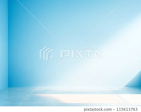 Beautiful blank wall background image of an empty space with sunlight. Wood floor for design or creative work. 115613763