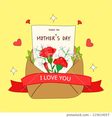 Carnation Flower Illus - Mother's Day Poster Design Carnation Flower Illus - Mother's Day Poster Design 115614057