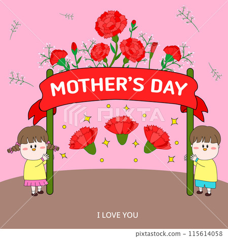 Carnation Flower Illus - Mother's Day Poster Design 115614058