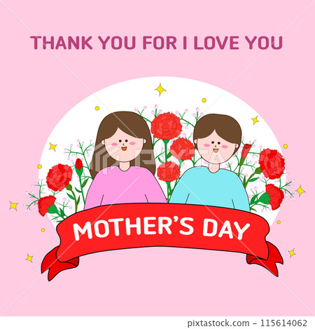 Carnation Flower Illus - Mother's Day Poster Design 115614062