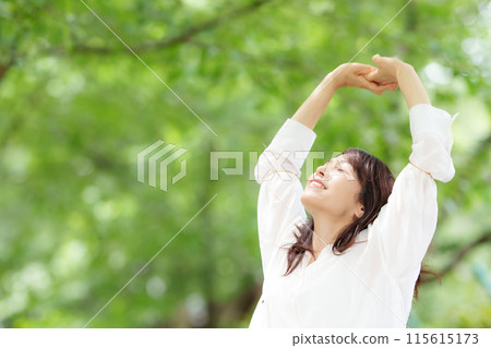 Woman portrait fresh green 115615173