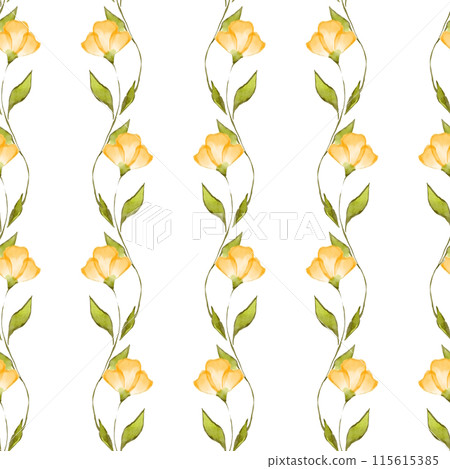 Pattern of watercolor flowers. Blue floral background. 115615385