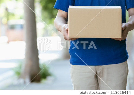 Delivery man male with baggage Delivery man male with baggage 115616414
