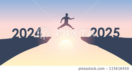 man jumping over a cliff from 2024 to 2025 vector ilustration man jumping over a cliff from 2024 to 2025 vector ilustration 115616450