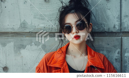 戴著墨鏡的年輕女模特 115616611