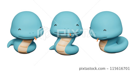 2025 year blue snake characters 3D graphics 115616701