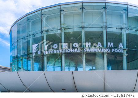 Yokohama cityscape in Japan, overlooking the Yokohama International Pool and other areas 115617472