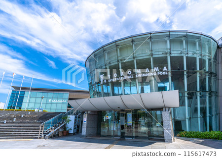 Yokohama cityscape in Japan, overlooking the Yokohama International Pool and other areas 115617473