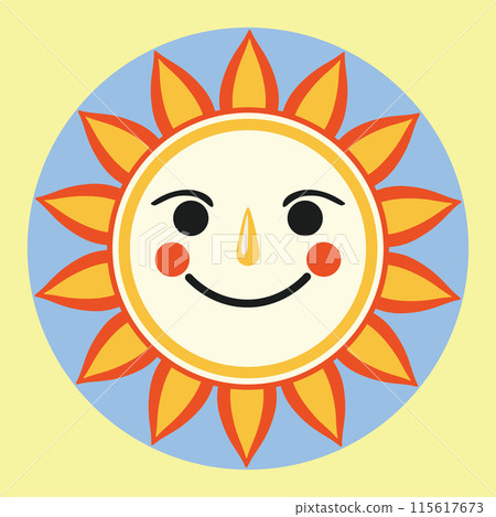 Smiling simple cartoon sun 115617673