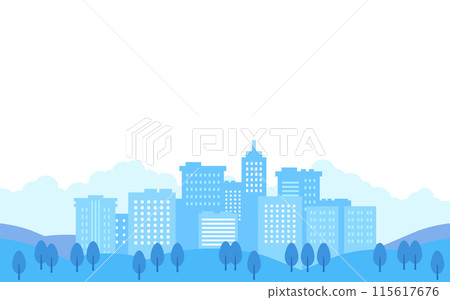 Illustration of a cityscape with rows of buildings 115617676