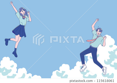 男女同學開始微笑奔跑 115618061