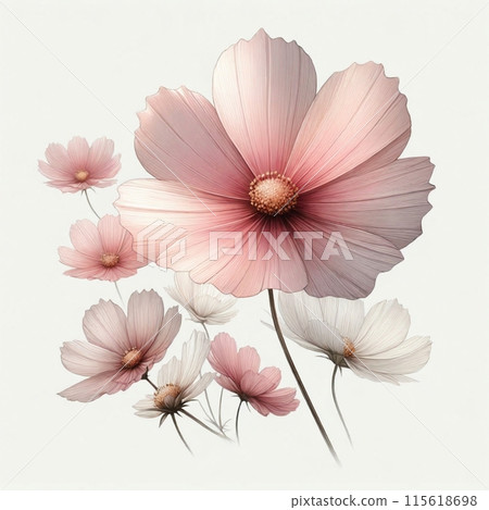 粉紅色的波斯菊花 粉紅色的波斯菊花 115618698