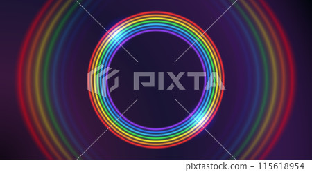 Glowing Realistic Rainbow Round Frame Background Glowing Realistic Rainbow Round Frame Background 115618954