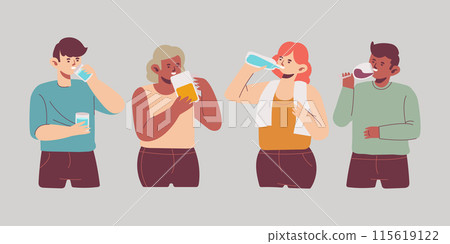 Enjoy drinking cartoon character set Enjoy drinking cartoon character set 115619122