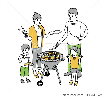 家庭烹飪燒烤的插圖 115619524