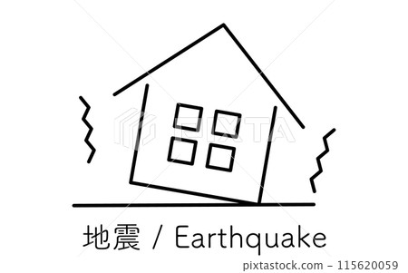 地震、自然災害簡單的線條畫圖標 115620059