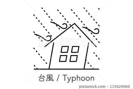 Typhoon, natural disaster simple line icon Typhoon, natural disaster simple line icon 115620060